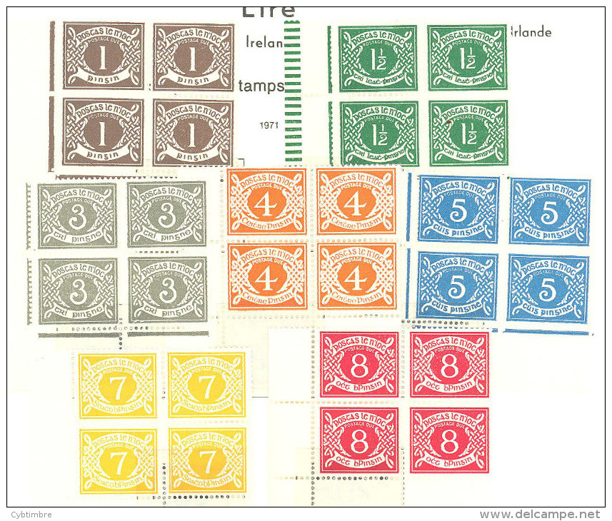 Irlande: Yvert N° Taxe 15/21**; La Serie En Bloc De 4; Fraicheur Postale; Voir Le  Scan - Postage Due