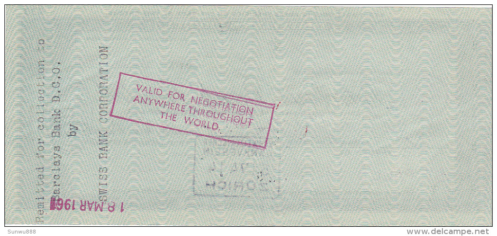 Traveller's Cheque 10 Pounds - Barclays Bank Ltd, 1960 - Collections