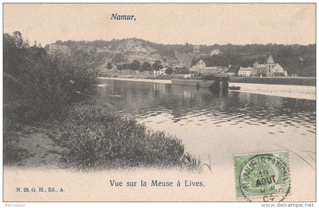 BELGIQUE - NAMUR - VUE SUR LA MEUSE A LIVES - CARTE PRECURSEUR - PENICHE - Namur