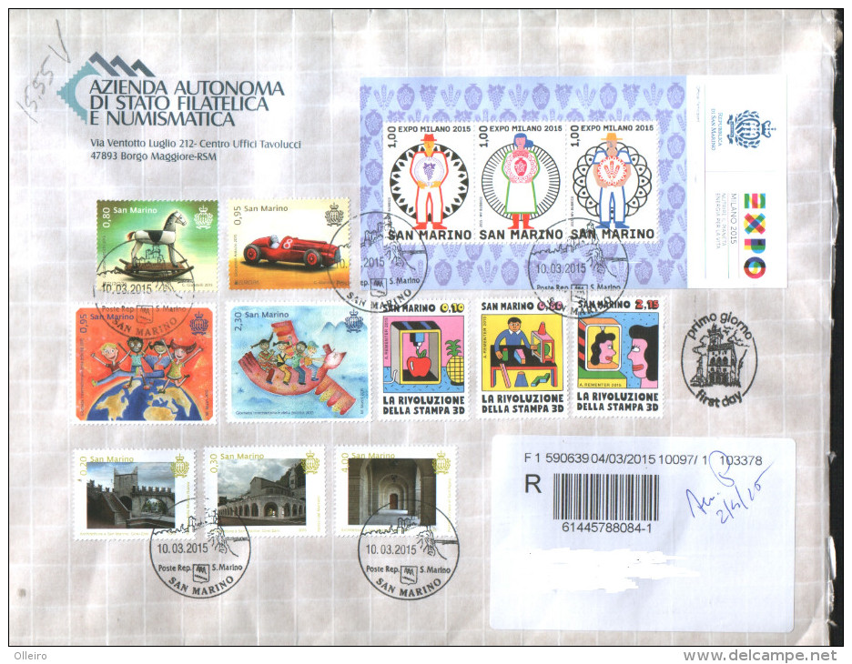 San Marino 2015 Busta FDC Con Emissioni EXPO 2015 - Europa - Stampa 3D - Architettura  Complete Set VFU - Usati