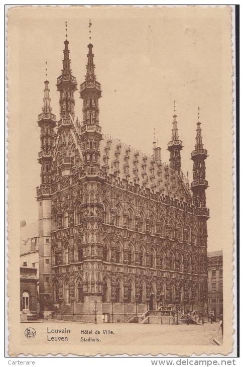 Carte Postale Ancienne,BELGIQUE,BELGIUM ,BELGIE,BELGICA,brabant Flamand,LEUVEN,LOUVAIN EN 1935 AVEC TIMBRE,hotel De Vill - Leuven