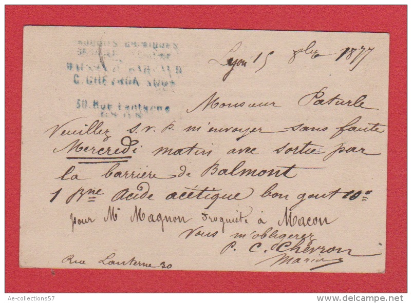 CARTE POSTALE  --  DE OULLINS  --  POUR PIERRE BENITTE  -- 15 OCT 1877 - Cartes Précurseurs