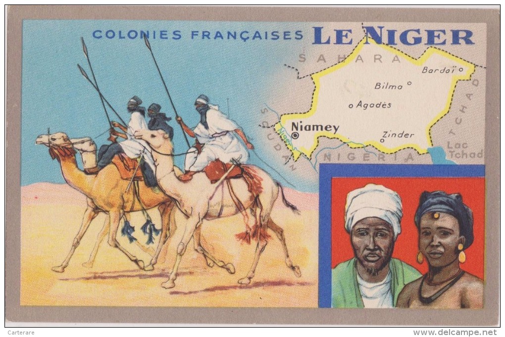 AFRIQUE De L´ouest,AFRICA,AFRIKA,NIGER,époque Colonie Française,TOUAREG,PEULHS, SAHARA,chameau,rare,plan, Map - Níger