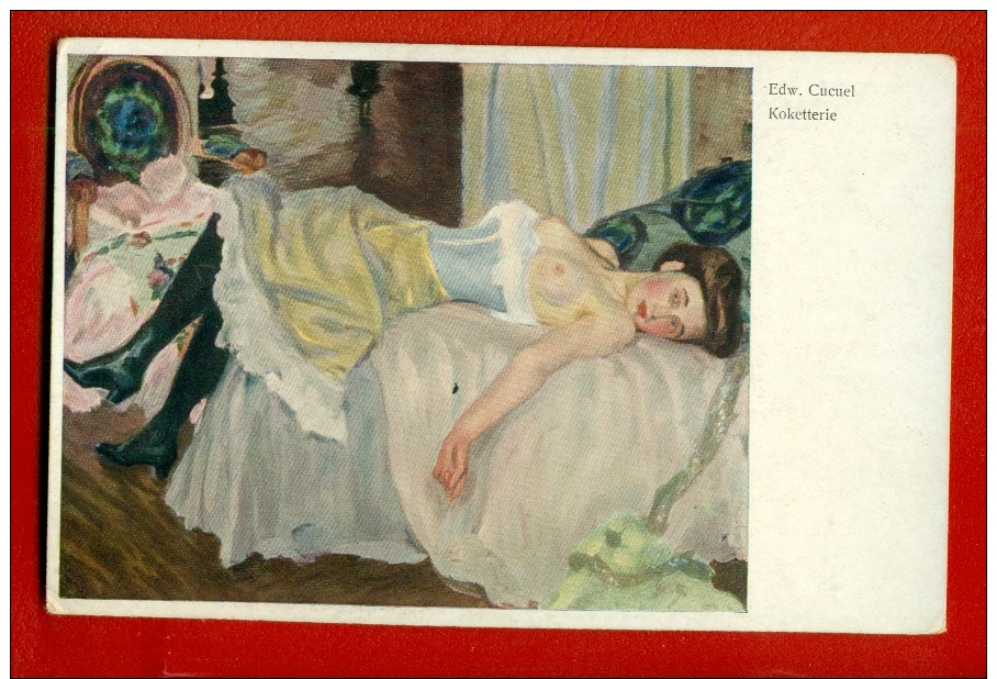 SEMI NUDE WOMAN BY EDWARD CUCUEL VINTAGE POSTCARD W2549 - Sonstige & Ohne Zuordnung