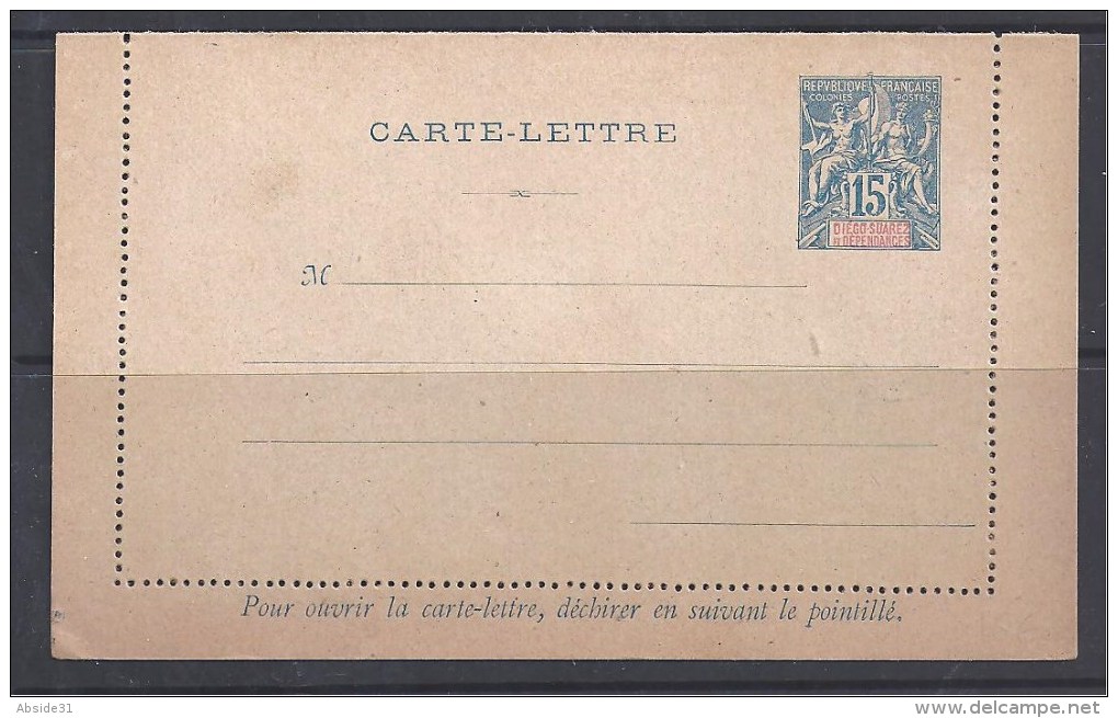 DIEGO SUAREZ - Entier Carte Lettre 15 C Groupe ** Parfait état - Lettres & Documents