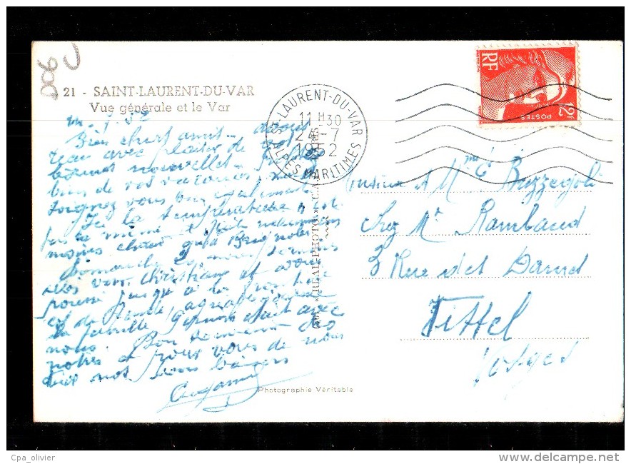 06 ST LAURENT DU VAR Vue Générale, Ed CAP 21, CPSM 9x14, 1952 - Saint-Laurent-du-Var