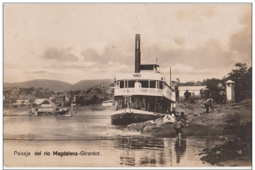 CPA COLOMBIE COLOMBIA GIRARDOT Paisaje Del Rio Magdalena Bateau Real Photo Timbres Stamps Mark 1923 - Colombie