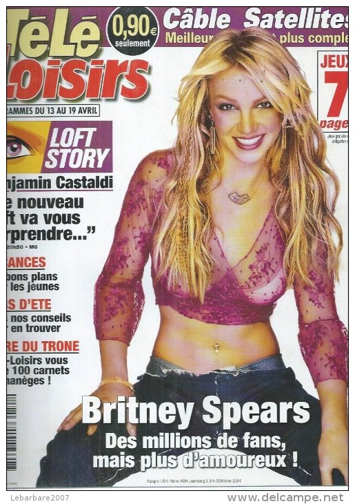 TELE LOISIRS  N° 841  " BRITNEY SPEARS  " -   AVRIL  2002 - Televisione