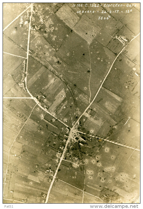 BELGIQUE - Klercken / Clercken : Gare - Photo Aérienne  Guerre 1914/18 - Houthulst