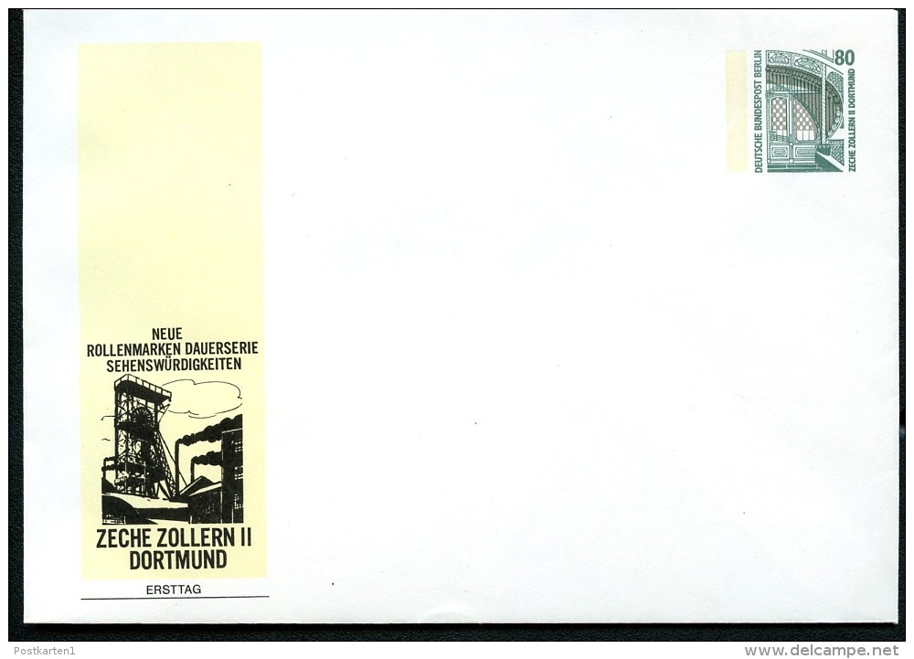 BERLIN PU139 B1/001a Privat-Umschlag ZECHE ZOLLERN DORTMUND ** 1987 NGK 4,00 € - Privatumschläge - Ungebraucht