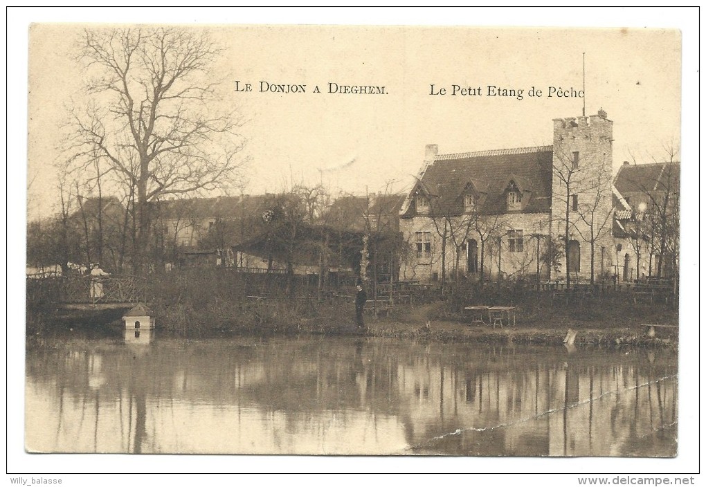 CPA - Le Donjon à DIEGHEM - DIEGEM - Le Petit étang De Pêche  // - Machelen