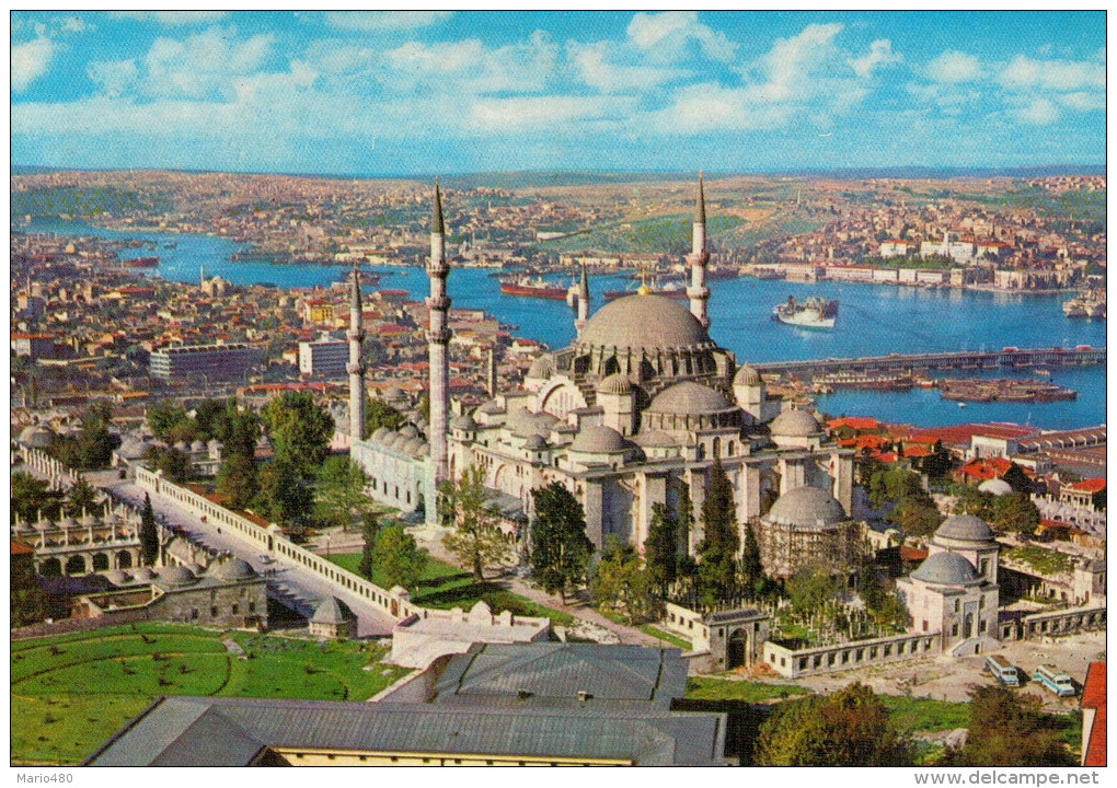 ISTAMBUL   SAHESERLERI   THE MOSQUE OF SOLIMAN THE MAGNIFICENT AND THE GOLDEN HORN (VIAGGIATA) - Turchia