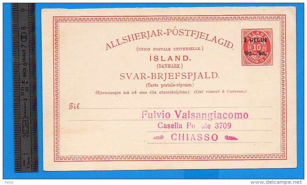 Entier Postal Islande 1902/1903 - Interi Postali