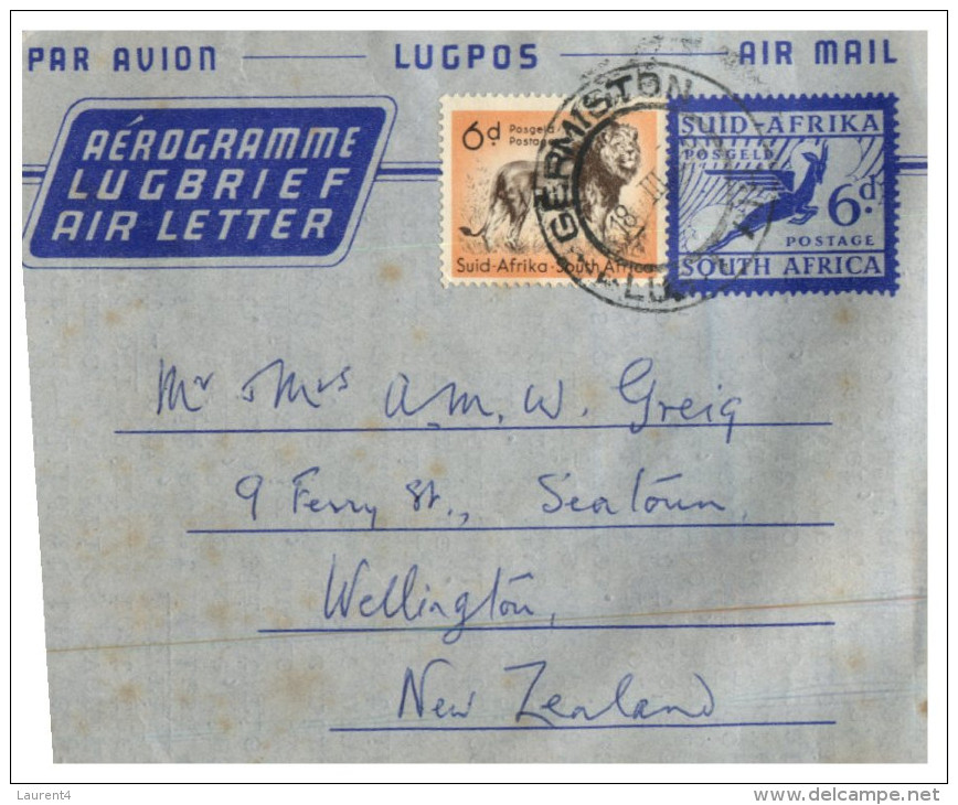 (333) South Africa To New Zealand Aerogramme - 1950´s - Unclassified