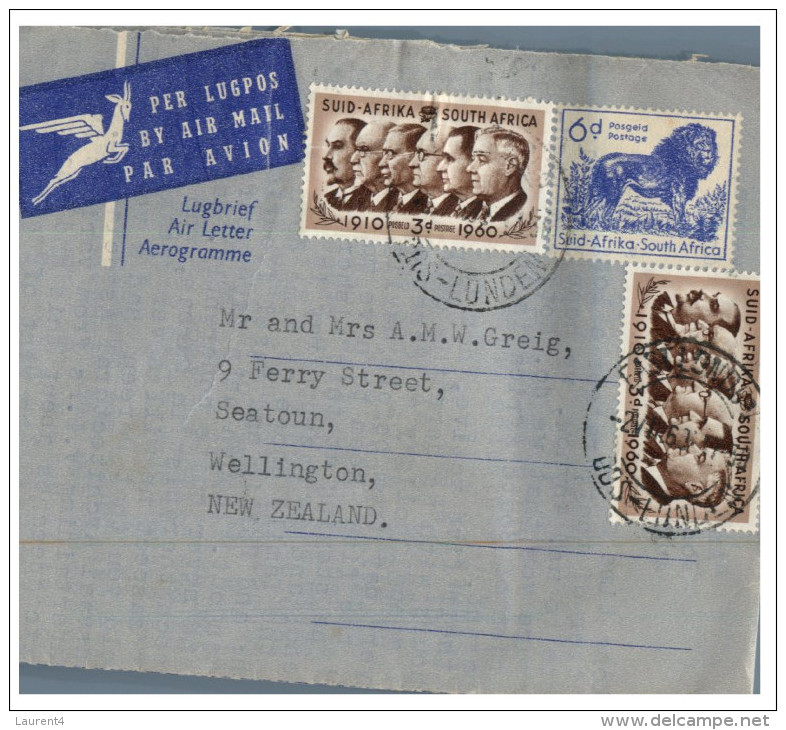 (333) South Africa To New Zealand Aerogramme - 1950´s - Unclassified