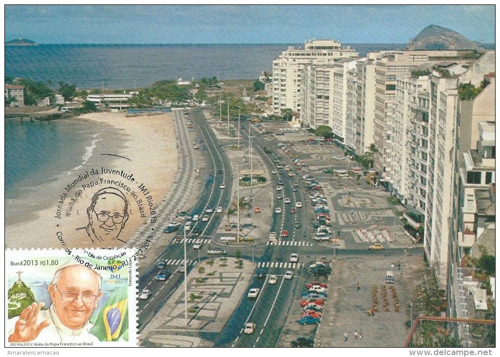 CARTE MAXIMUM - MAXIMUM CARD - BRÉSIL/BRAZIL - VISIT DU PAPE FRANCISCO - VUE RIO DE JANEIRO - RAISON SECUNDAIR DU TIMBRE - Maximumkarten