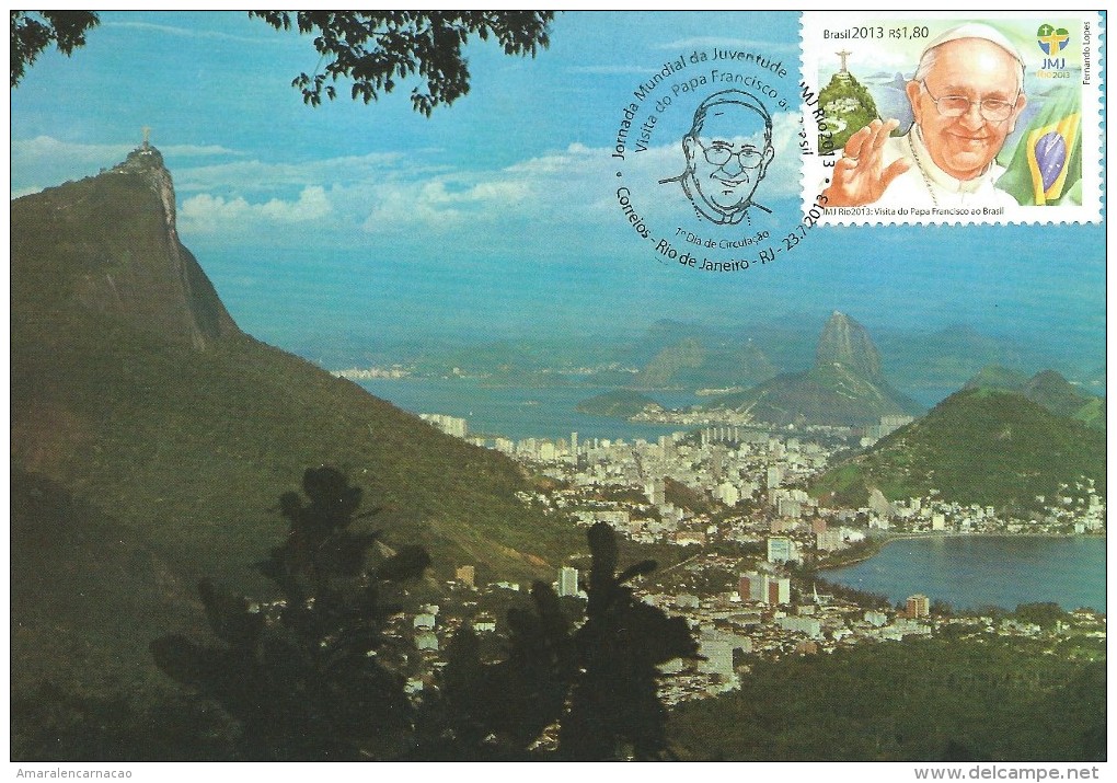 CARTE MAXIMUM - MAXIMUM CARD - BRÉSIL/BRAZIL - VISIT DU PAPE FRANCISCO - VUE RIO DE JANEIRO - RAISON SECUNDAIR DU TIMBRE - Maximumkarten