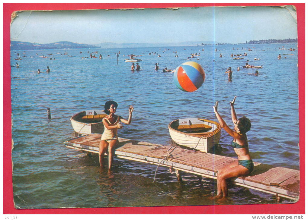 167697 / LAKE BALATON - NUDE WOMEN Swimming BEACH Volleyball Volley-Ball Voleibol - Hungary Ungarn Hongrie Ungheria - Volleybal