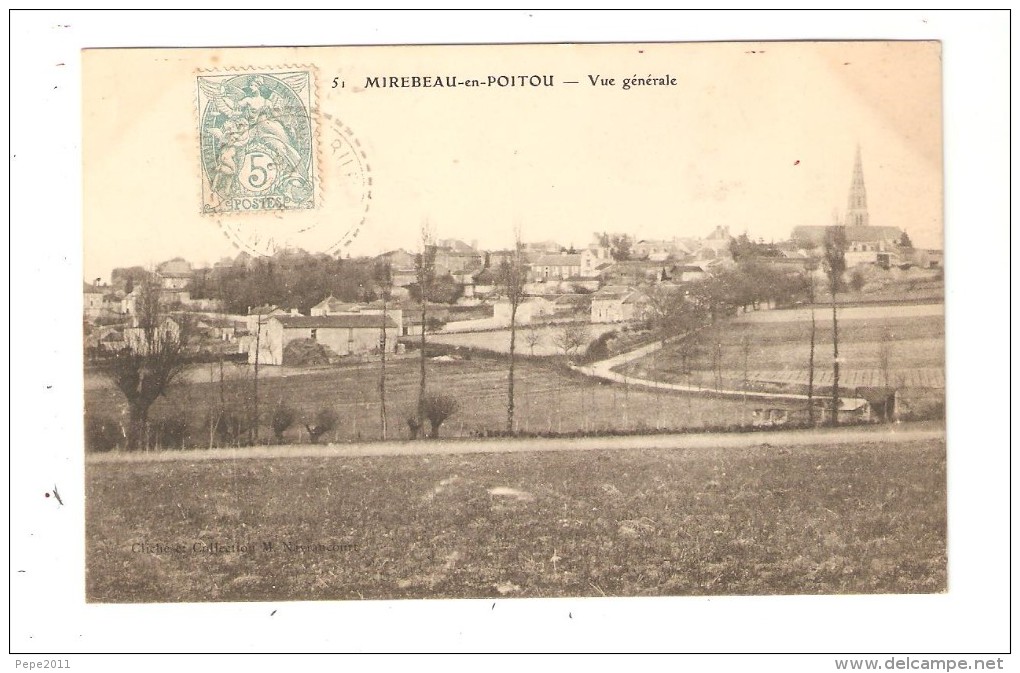 CPA  86 - Mirebeau En Poitou : Vue Générale : Champs- Maisons - Eglise ... - Mirebeau