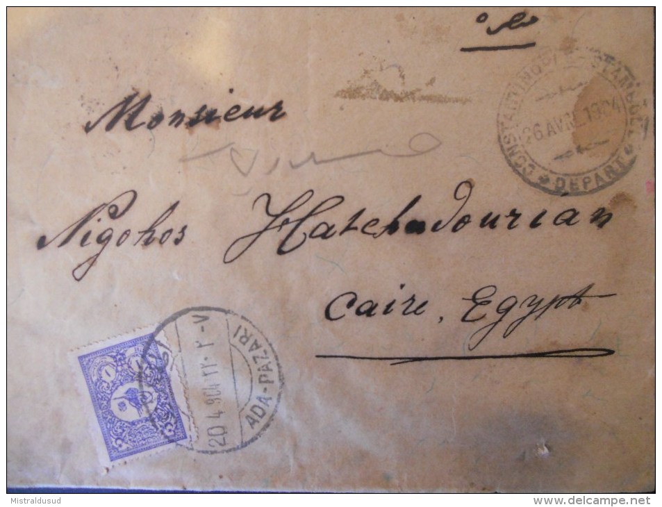 Turquie Lettre De Ada Pazari 1904 Pour Le Caire - Lettres & Documents