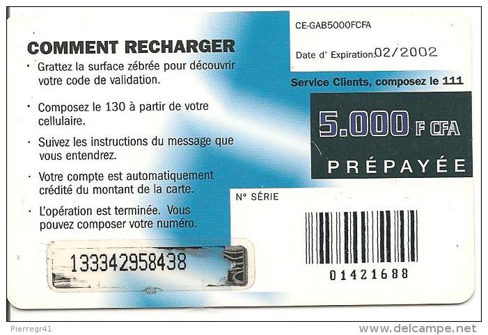 CARTE-PREPAYEE-GSM-GABON-5000F CFA-ENFANT Et RHINOCEROS-02/2002-TBE - Gabun