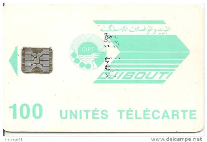 CARTE-PUCE-OPT-DJIBOUTI-100U--SC5-VERTE PALE-SCHLUM-V° N° TG C51100979-TBE - Gibuti