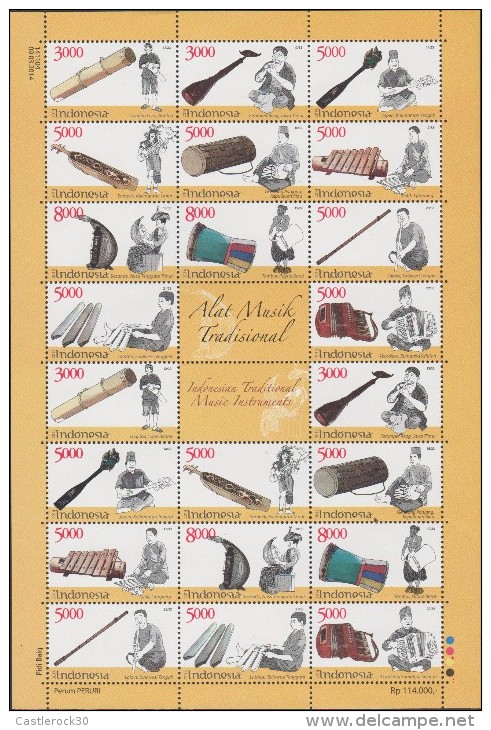 O) 2014 INDONESIA, TRADITIONAL MUSIC INSTRUMENTS, MINI SHEET MNH - Indonesia