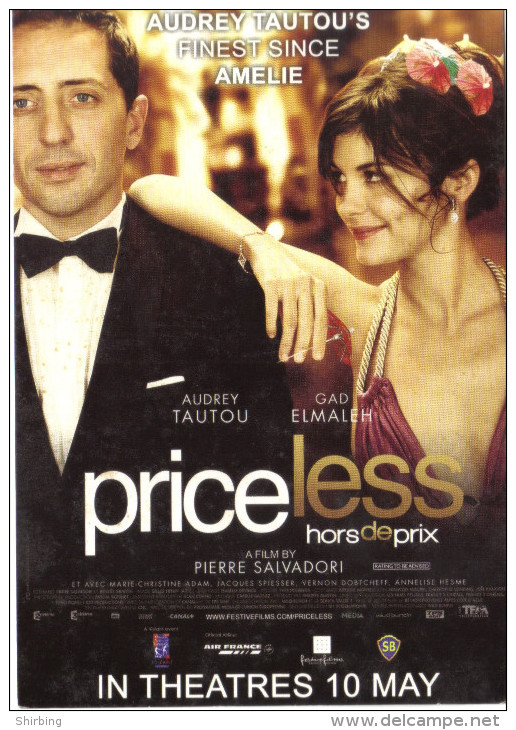 15J : Movie Film Poster Postcard "Priceless" Starring Audrey Tautou, Gad Elmaleh - Plakate Auf Karten