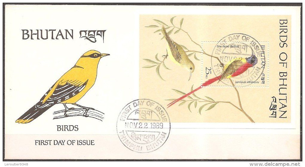 Bhoutan -- Enveloppe 1er Jour Datée Du 22/11/89,bloc ?  (bonétat) - Sonstige & Ohne Zuordnung