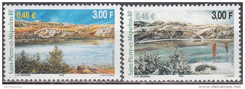 Saint-Pierre Et Miquelon 2001 Yvert 744 - 745 Neuf ** Cote (2015) 4.00 Euro Les Saisons Automne Et Hiver - Unused Stamps