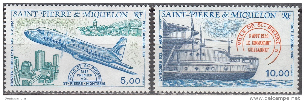 Saint-Pierre Et Miquelon 1987 Yvert Poste Aérienne 64 - 65 Neuf ** Cote (2015) 9.10 Euro Avions - Neufs