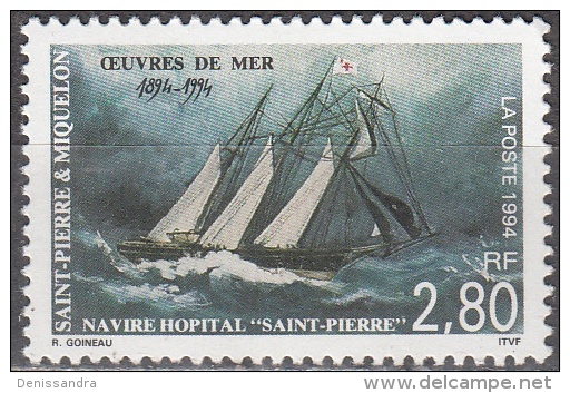 Saint-Pierre Et Miquelon 1994 Yvert 598 Neuf ** Cote (2015) 1.60 Euro Navire Hôpital Saint-Pierre - Neufs