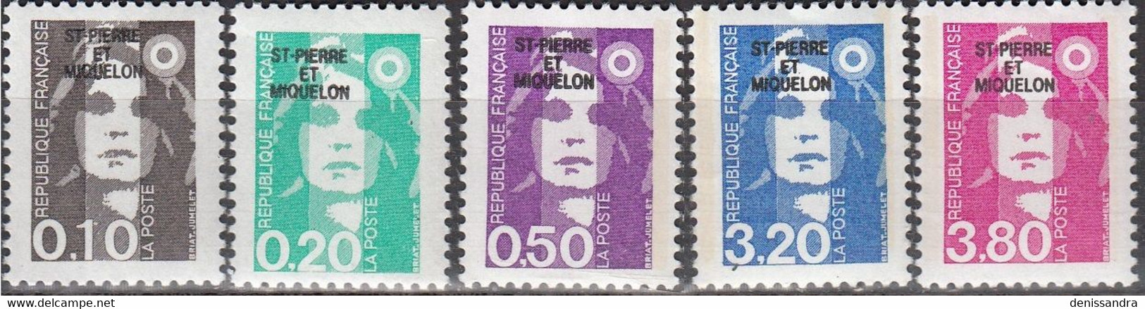 Saint-Pierre & Miquelon 1990 Michel 589 - 593 Neuf ** Cote (2007) 4.60 Euro Marianne De Briat - Neufs