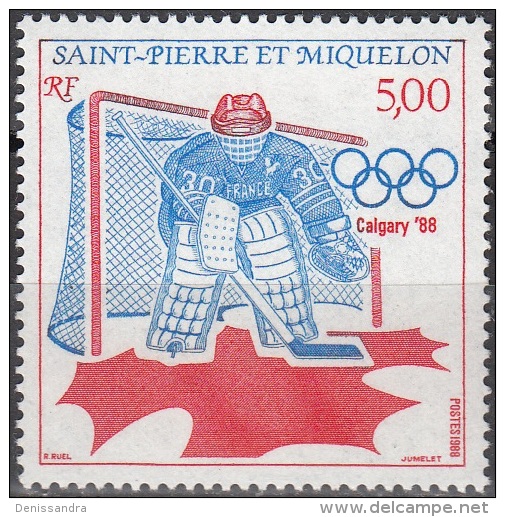 Saint-Pierre Et Miquelon 1988 Yvert 487 Neuf ** Cote (2015) 2.75 Euro Jeux Olympiques Calgary Hockey - Unused Stamps