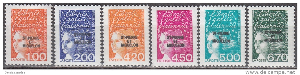 Saint-Pierre Et Miquelon 1998 Yvert 663 - 668 Neuf ** Cote (2015) 9.00 Euro Marianne De Luquet - Neufs