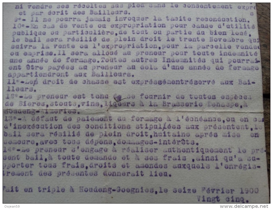 Document Concernant La Brasserie DEHASPE De Houdeng-Aimeries De 1925 - Factures