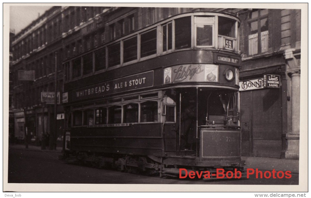 Tram Photo London Transport Car 2218 Route 59 Holborn Edmonton Town Hall Tramway - Trains