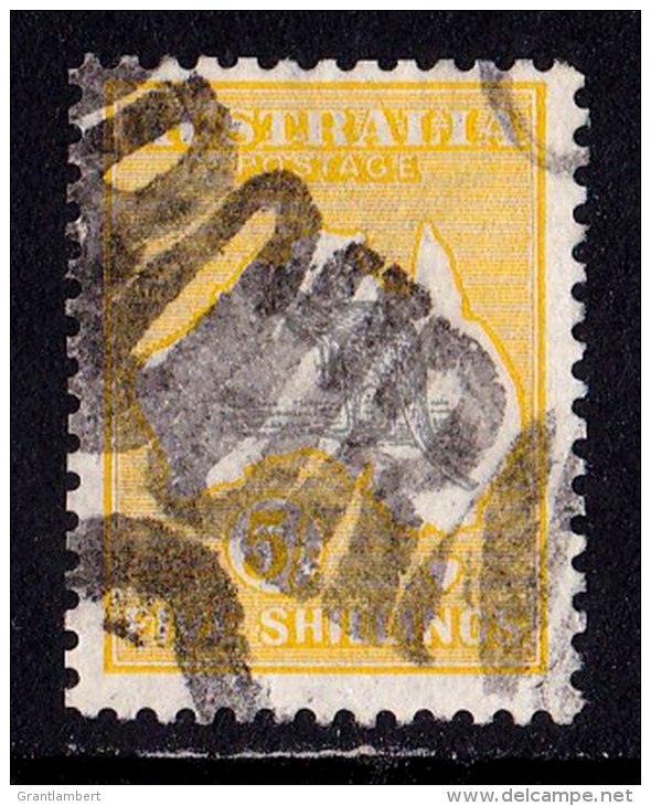 Australia 1918 Kangaroo 5/- Grey &amp; Yellow 3rd Wmk Used - MELBOURNE Parcel - Used Stamps