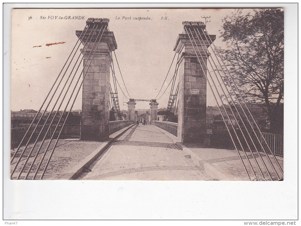 SAINTE FOY LA GRANDE (33-Gironde), Le Pont Suspendu, Ed. Bloc Frères Vers 1910 - Other & Unclassified