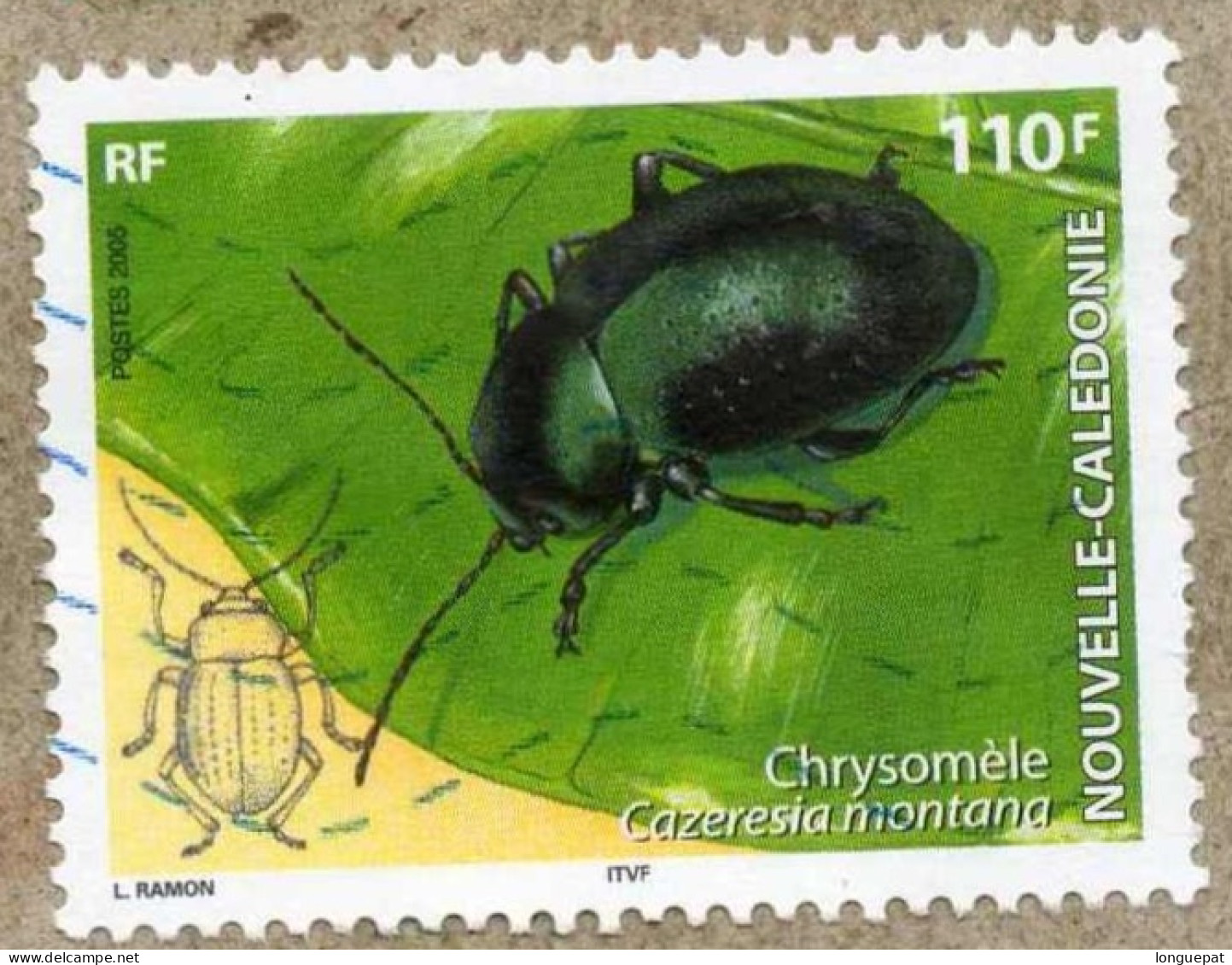 Nelle CALEDONIE : Faune - Insecres - Coléoptères : Chrysomèle (Cazeresia Montana) - Oblitérés