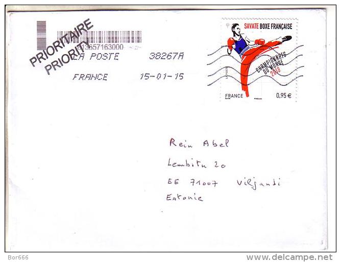 GOOD FRANCE Postal Cover To ESTONIA 2015 - Good Stamped: Kick Boxing - Brieven En Documenten