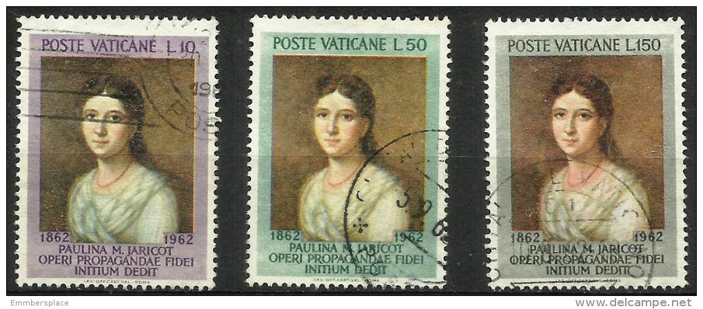 Vatican - 1962 Paulina M Jaricot Set Of 3 Used  SG 382-4  Sc 338-40 - Gebruikt