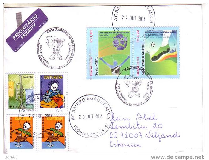 GOOD BRAZIL Postal Cover To ESTONIA 2015 - Good Stamped: Handswork ; Soccer - Covers & Documents