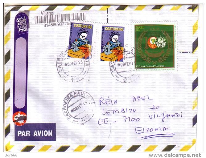 GOOD BRAZIL Postal Cover To ESTONIA 2015 - Good Stamped: Handswork ; Palmeiras - Covers & Documents