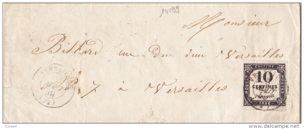 14199# TAXE CARRE N° 2 IIA / LETTRE Obl VERSAILLES 1859 YVELINES Cote 100 Euros - 1849-1876: Période Classique