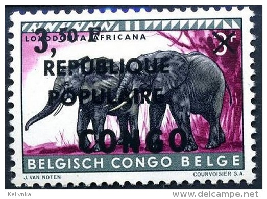 Belgian Congo - Katanga - Local Overprint - Stanleyville - 7 - Elephant - MNH - Katanga