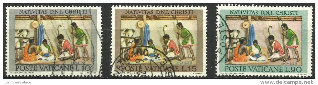 Vatican - 1962 Christmas Nativity Set Of 3 Used  SG 397-9  Sc 353-5 - Oblitérés