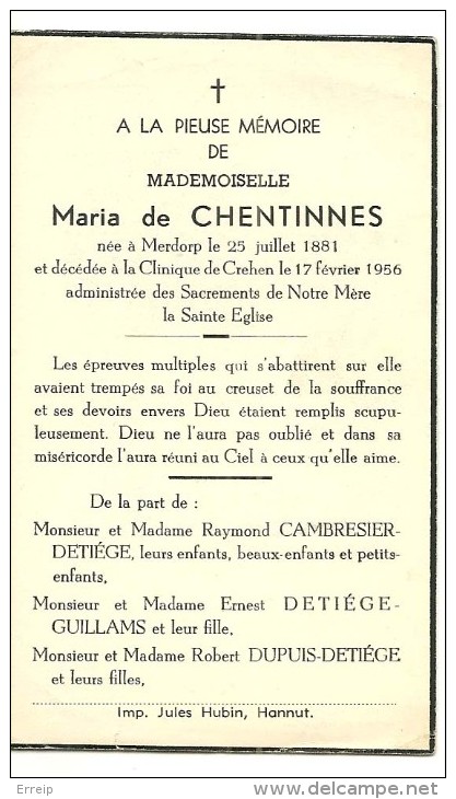 Hannut Merdorp Maria  De Chentinnes 1881 1956 - Hannut