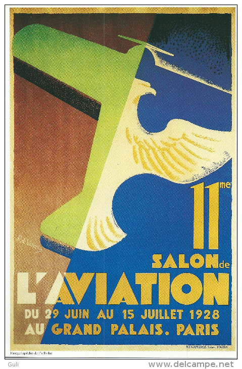 Avion Avions 11me SALON De L´AVIATION Du 29 Juin Au 15 Juillet 1928-Mini Affiche Coll.Devambez Illustration Valerio - Posters