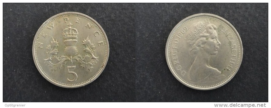 1969 - 5 PENCE GRANDE-BRETAGNE - ANGLETERRE - GREAT BRITAIN - ENGLAND - 5 Pence & 5 New Pence